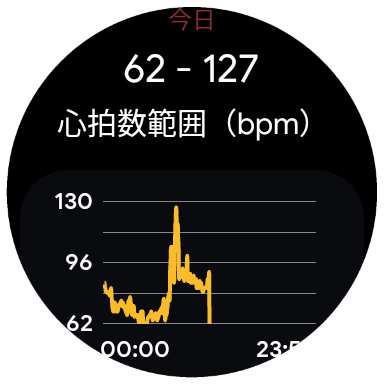 心拍数範囲をグラフ化した画面